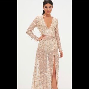 Valentina Gold Sequin Long Sleeve Maxi Dress